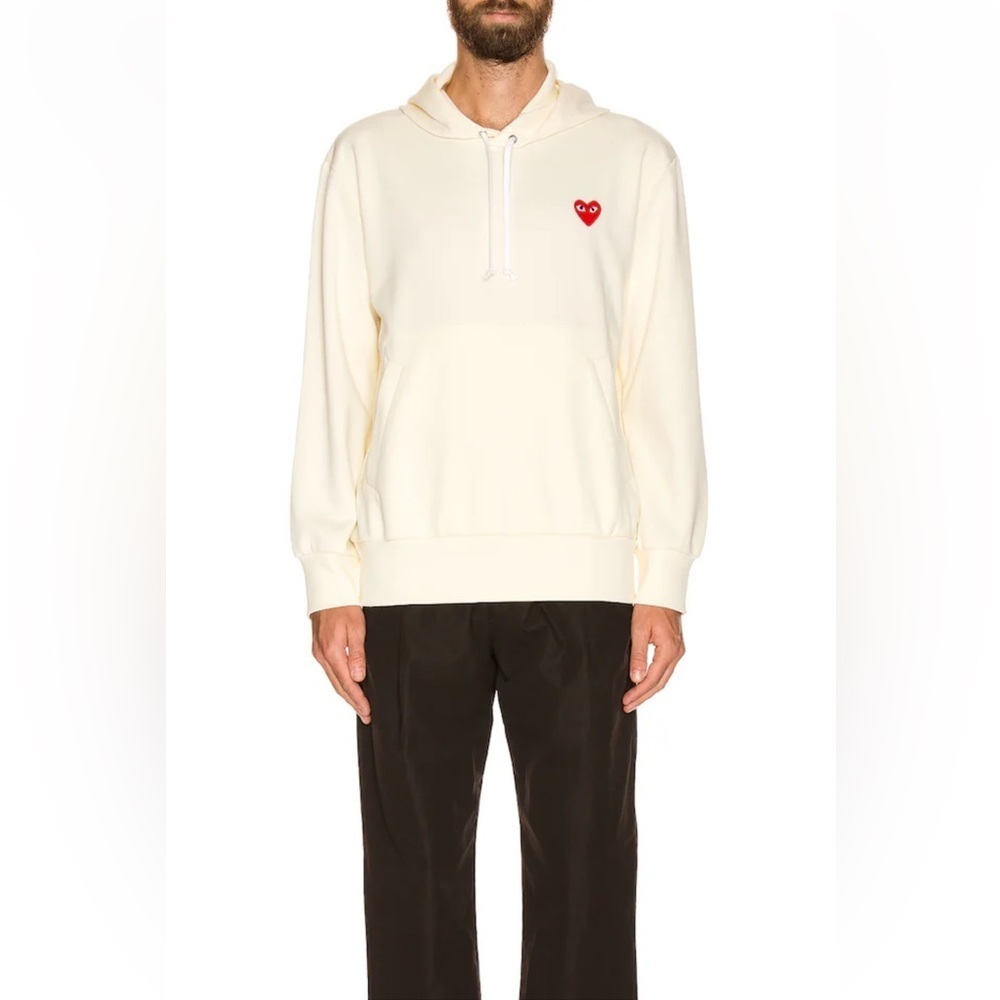 COMME DES GARCONS PLAY Pullover Hoodie with Red Emblem Size Medium
